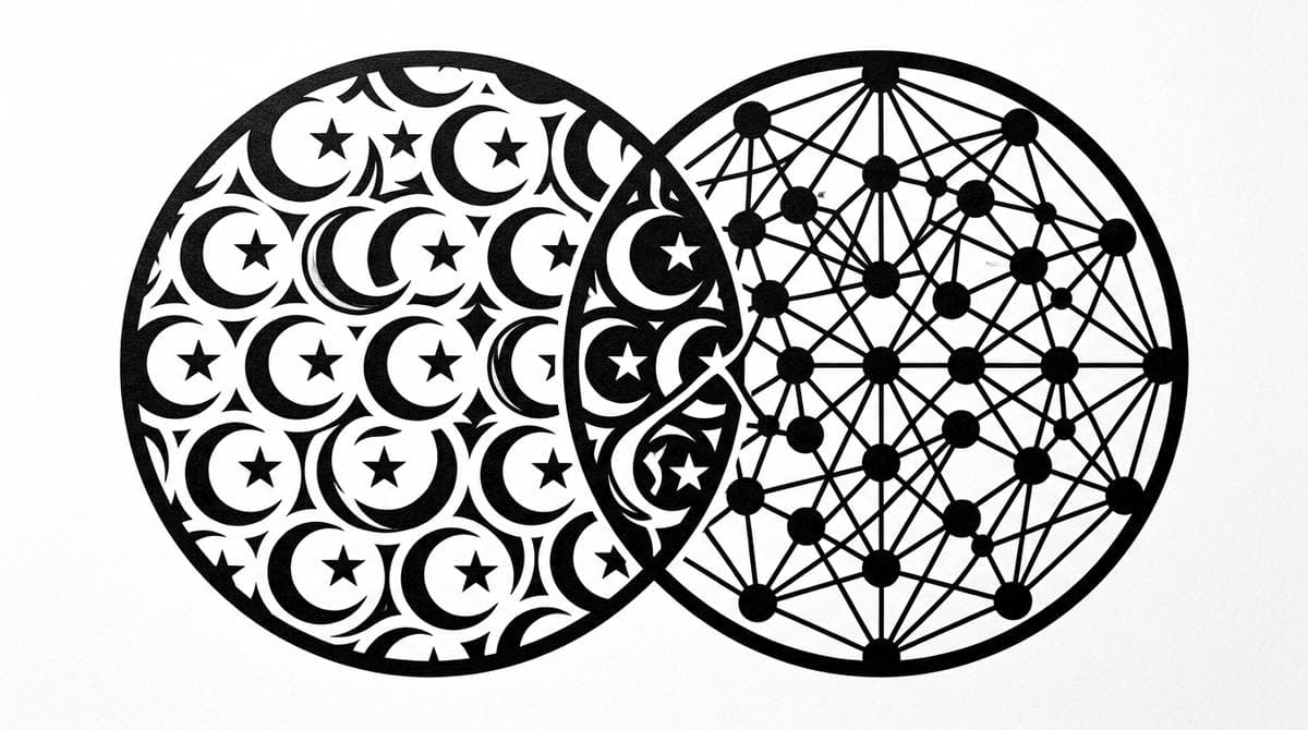 Diagramme de Venn montrant la convergence des économies Vision MENA et de la technologie IA.